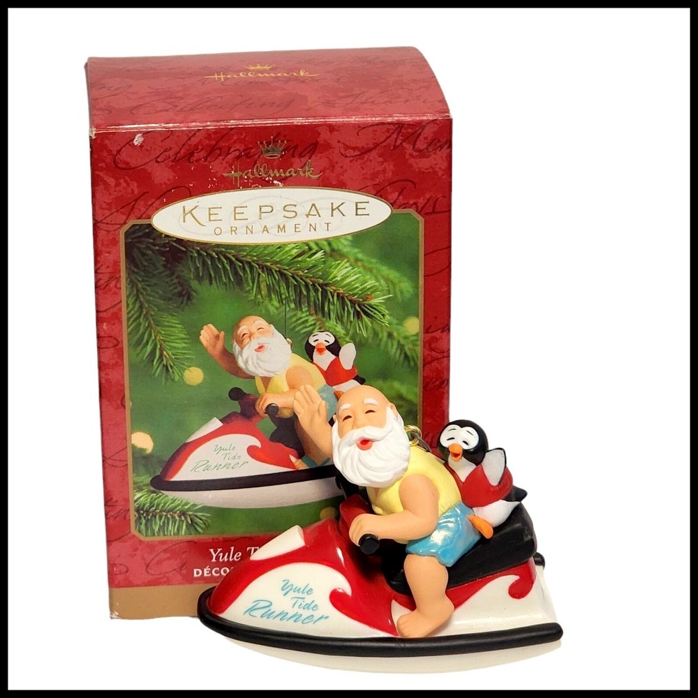 Hallmark Ornament Keepsake Santa Yule Tide Runner Jet Penguin Christmas in Box